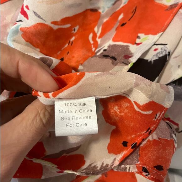 Parker Abstract Floral Silk Maxi Dress Women's sz. S Multicolor w/Ruffles - Picture 8 of 9